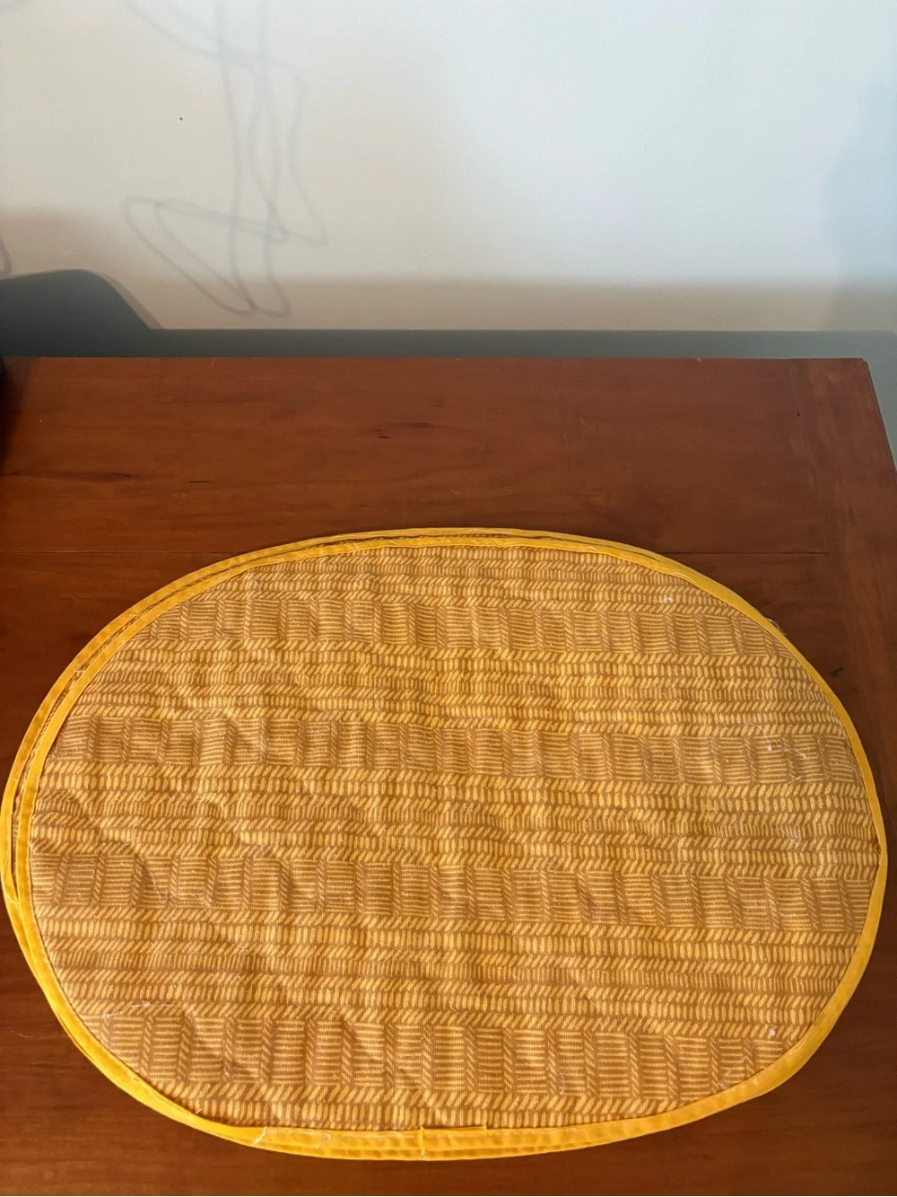 Quilted Oval Placemats Set of 4 Vintage mustard yellow & Brown